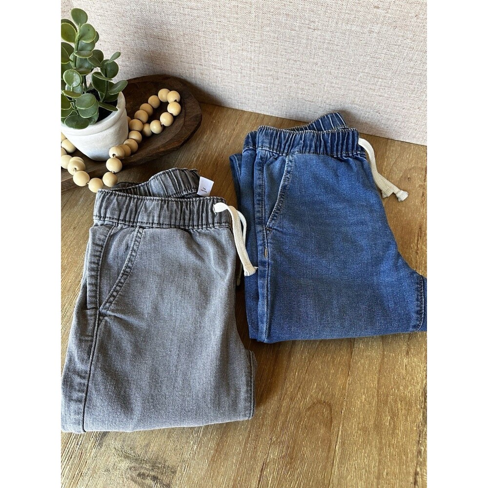 Lot of 2 Old Navy Boys Size M (8) Straight Leg Pull-On Drawstring Denim Jeans